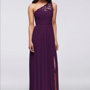 David's Bridal Plum Bridesmaids Dress